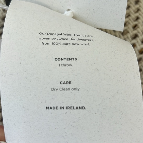 SOLD - Avoca Pure Donegal Wool Throw 56x72 Ivory Tan Made In Ireland Reg. $250 - Picture 8 of 8